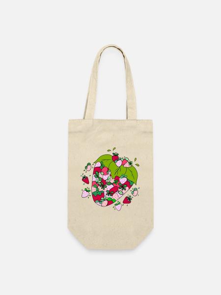 Fruchtige Erdbeeren - Geschenkbeutel für Flaschen - Natur