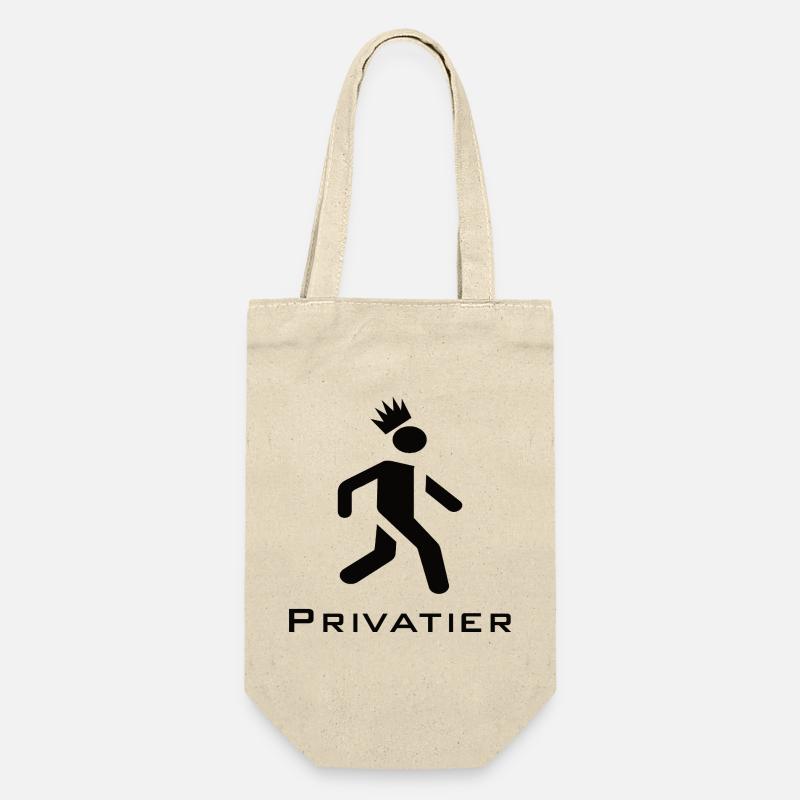 Privatier - Runner mit Krone Design schwarz - Geschenkbeutel für Flaschen - Natur