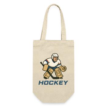 Eishockey Torhüter Cartoon - Geschenkbeutel für Flaschen - Natur - Vorne