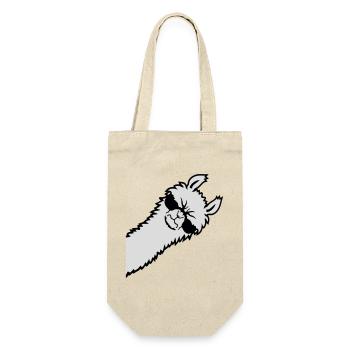 Lama Wütend Guckend Seite Sonnenbrille Cool Sauer - Geschenkbeutel für Flaschen - Natur - Vorne