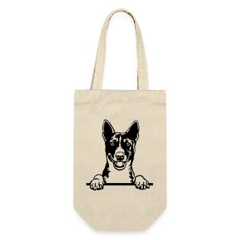 Basenji Kopf - Geschenkbeutel für Flaschen - Natur - Vorne