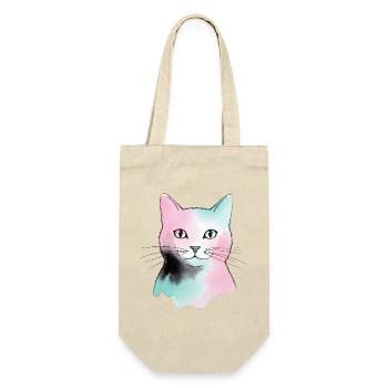 Pastellkatze Wasserfarben - Geschenkbeutel für Flaschen - Natur - Vorne