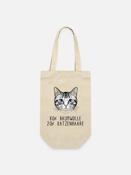 Witziges Katzenhaar Baumwolle Spruch Design - Geschenkbeutel für Flaschen - Natur