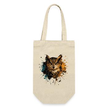 Eule Aquarell – Color Splash Tierkunst - Geschenkbeutel für Flaschen - Natur - Vorne