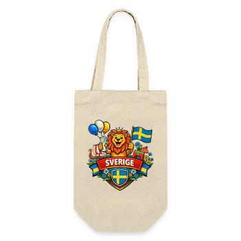 Schwedens fröhliches Logo - Geschenkbeutel für Flaschen - Natur - Vorne