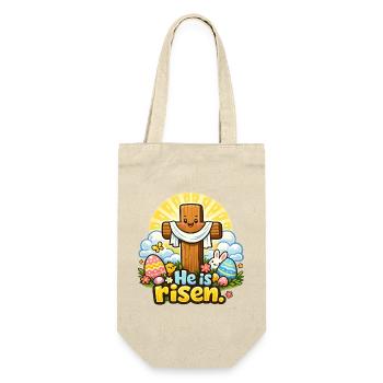 He is Risen Kawaii Kreuz - Geschenkbeutel für Flaschen - Natur - Vorne