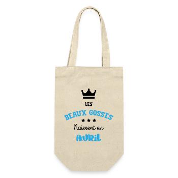 Cadeau naissance bébé garçon Avril Beaux Gosses - Sac à bouteille - nature - Devant