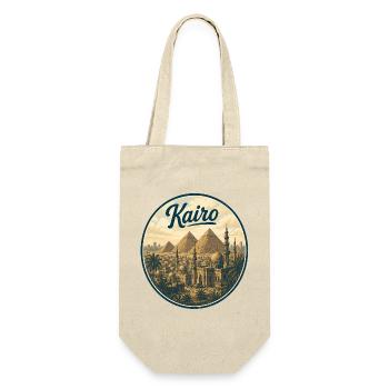 Kairo Retro Pyramiden Panorama - Geschenkbeutel für Flaschen - Natur - Vorne