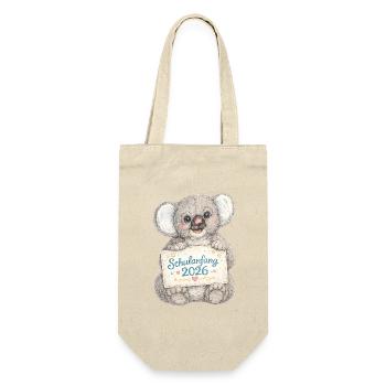 Koala Schulanfang 2026 - Geschenkbeutel für Flaschen - Natur - Vorne