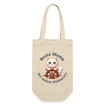 Beste Mama der sieben Weltmeere - Geschenkbeutel für Flaschen - Natur - Vorne