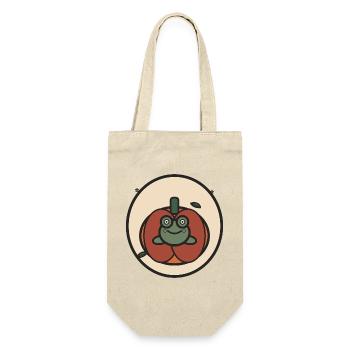 Kawaii-Frosch im Kürbis - Geschenkbeutel für Flaschen - Natur - Vorne