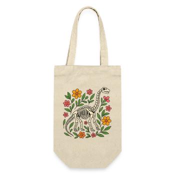 Brachiosaurus Skelett mit Blumen - Geschenkbeutel für Flaschen - Natur - Vorne