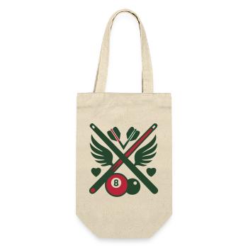 Billard Queue Fluegel Logo - Geschenkbeutel für Flaschen - Natur - Vorne