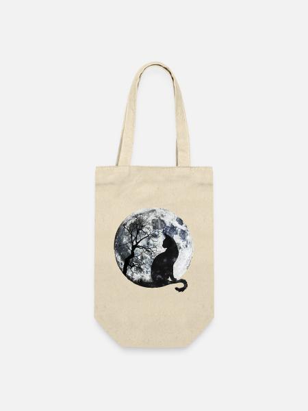 Mondnacht Katzen-Silhouette - Geschenkbeutel für Flaschen - Natur
