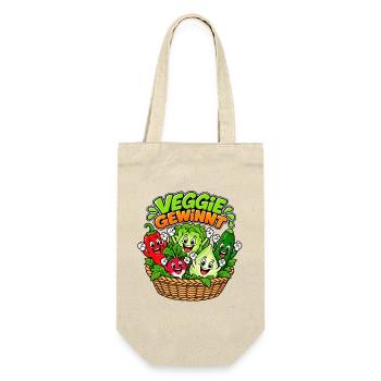 Veggie Gewinnt: Bunte Gemüsefreude - Geschenkbeutel für Flaschen - Natur - Vorne