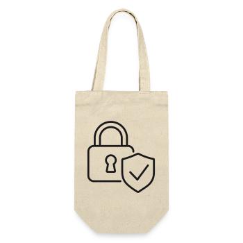 Sicheres Vorhängeschloss-Schildlinien-Symbol - Geschenkbeutel für Flaschen - Natur - Vorne