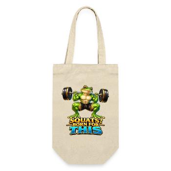 Kniebeugen? Dafür geboren – Muscle Frog - Geschenkbeutel für Flaschen - Natur - Vorne