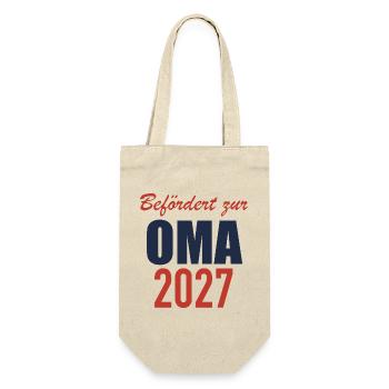 Befördert zur Oma 2027 - Geschenkbeutel für Flaschen - Natur - Vorne