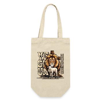 Yeshua Löwe von Juda Christliches Glaubensmotiv - Geschenkbeutel für Flaschen - Natur - Vorne