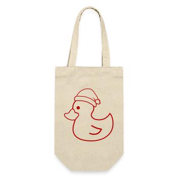 Weihnachtsente Silhouette mit Mütze - Geschenkbeutel für Flaschen - Natur - Vorne