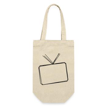 Fernseher handgezeichnet - Geschenkbeutel für Flaschen - Natur - Vorne