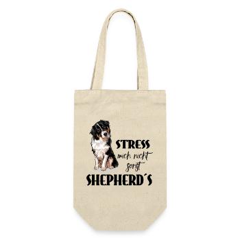 AUSTRALIAN SHEPHERD - Stress mich nicht - Geschenkbeutel für Flaschen - Natur - Vorne