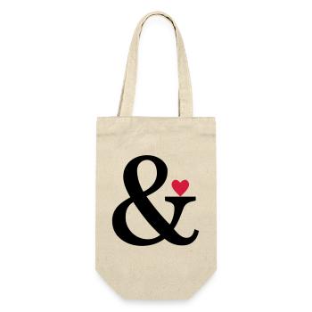 Ampersand Herz - Liebe Geschenk Zeichen der Liebe - Geschenkbeutel für Flaschen - Natur - Vorne
