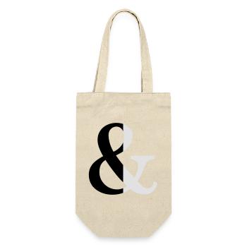 Ampersand zweifarbig Zeichen Symbol Geschenkidee - Geschenkbeutel für Flaschen - Natur - Vorne