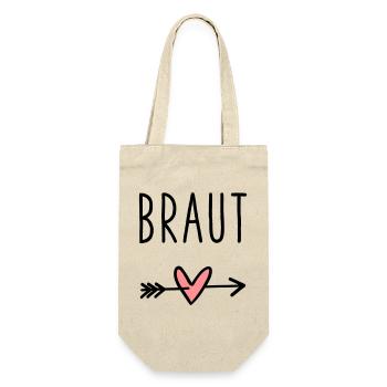 Braut Herz Amor Pfeil Junggesellenabschied - Geschenkbeutel für Flaschen - Natur - Vorne