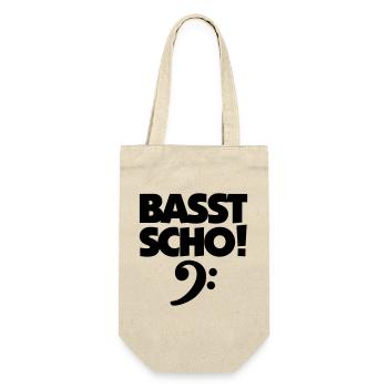 BASST SCHO! Bass Design für Bassisten - Geschenkbeutel für Flaschen - Natur - Vorne