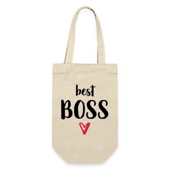 best Boss Herz Geschenk Chef - Geschenkbeutel für Flaschen - Natur - Vorne