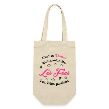 Fée / Fille / Reine / Naissance / Bébé / Février - Gift Bag for Bottles - nature - Front
