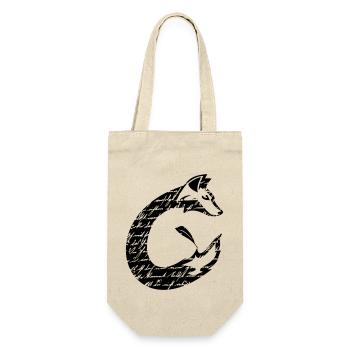 Fuchs Schrift C-Form Silhouette, schwarz - Geschenkbeutel für Flaschen - Natur - Vorne
