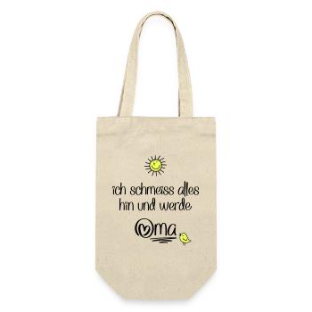 lustige Sprüche für Oma - Geschenkbeutel für Flaschen - Natur - Vorne