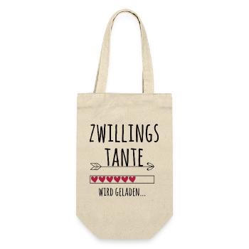 werdende Zwillingstante Schwangerschaft Zwillinge - Geschenkbeutel für Flaschen - Natur - Vorne
