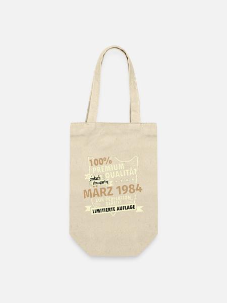 39. Geburtstag März Jahrgang 1984 Geschenkidee - Geschenkbeutel für Flaschen - Natur