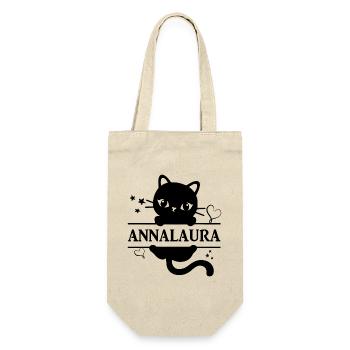 Name T-Shirt Annalaura T-Shirt Katze Geschenkidee - Geschenkbeutel für Flaschen - Natur - Vorne