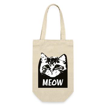 Miau-Katze - Geschenkbeutel für Flaschen - Natur - Vorne