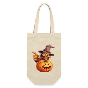 Happy Halloween Monster Hut Kürbis Gruselig Horror - Geschenkbeutel für Flaschen - Natur - Vorne