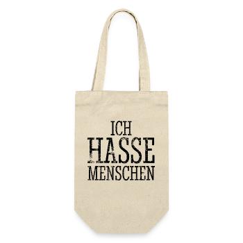 Ich hasse Menschen - Spruch - Geschenkbeutel für Flaschen - Natur - Vorne