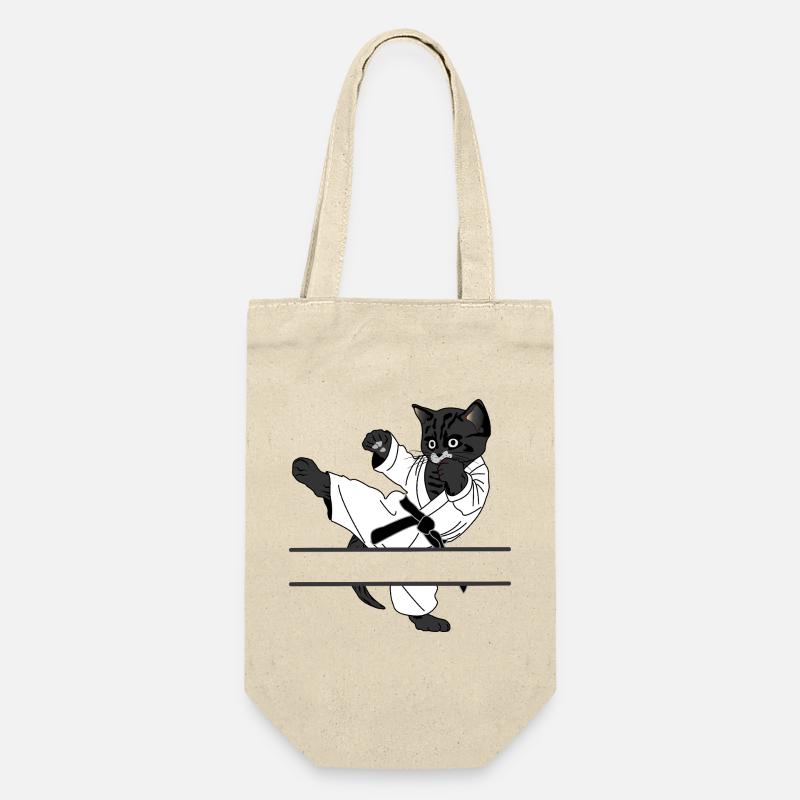Coup de pied de karaté chat noir - Sac à bouteille - nature
