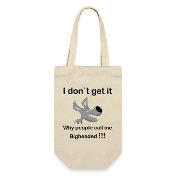 Graue Cartoon Hundeschnauze - Geschenkbeutel für Flaschen - Natur - Vorne