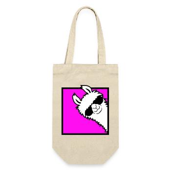Lama Cool Guckt um Ecke Seite Sonnenbrille Alpaka - Geschenkbeutel für Flaschen - Natur - Vorne