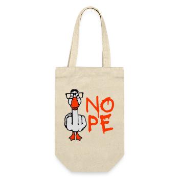 Goose Nope Middle Finger Nerd Geek Horn-Rimmed Glasses Smart - Gift Bag for Bottles - nature - Front