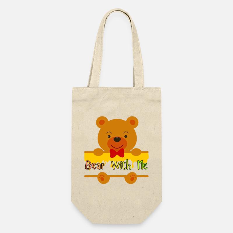 Bär mit mir süßes Teddy-Design - Geschenkbeutel für Flaschen - Natur