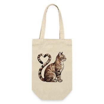 Katzenliebe im bestickten Look (gedruckt) - Geschenkbeutel für Flaschen - Natur - Vorne