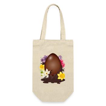 Œuf de Pâques en chocolat avec fleurs et vanille - Sac à bouteille - nature - Devant