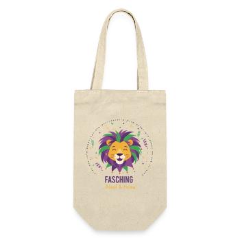 Partylöwe Fasching - Geschenkbeutel für Flaschen - Natur - Vorne