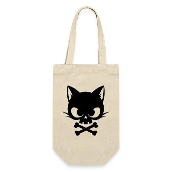 Crâne de chat avec os | Icône gothique mignonne - Sac à bouteille - nature - Devant