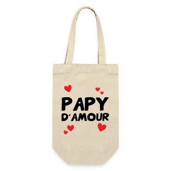Opa der Liebe – Familien-Zärtlichkeits-Humorgeschenk - Geschenkbeutel für Flaschen - Natur - Vorne